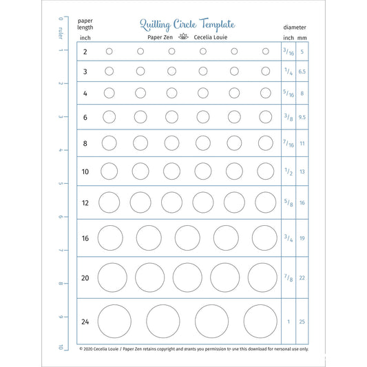 Quilling Circle Template - PDF