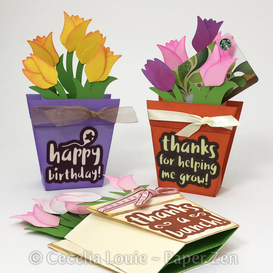 Flower Pot - Pop Up Box Card - SVG
