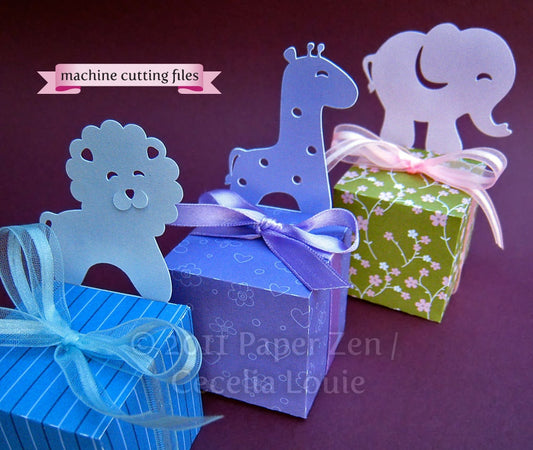 Animal Box (Elephant Lion Giraffe Bear Duck) - SVG
