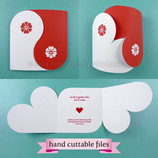 Yin Yang Valentine / Wedding Card - Printable PDF