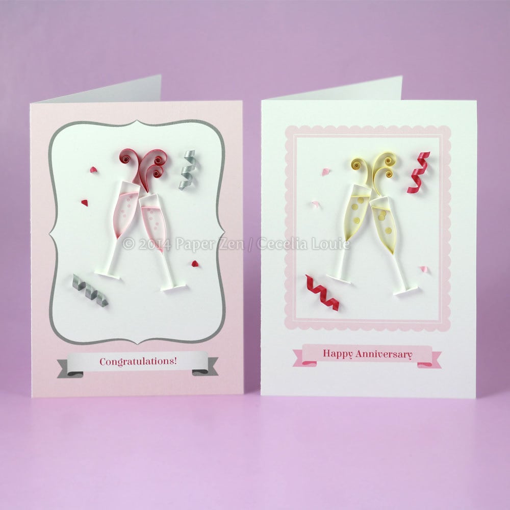 Quilling Champagne Congratulations Card