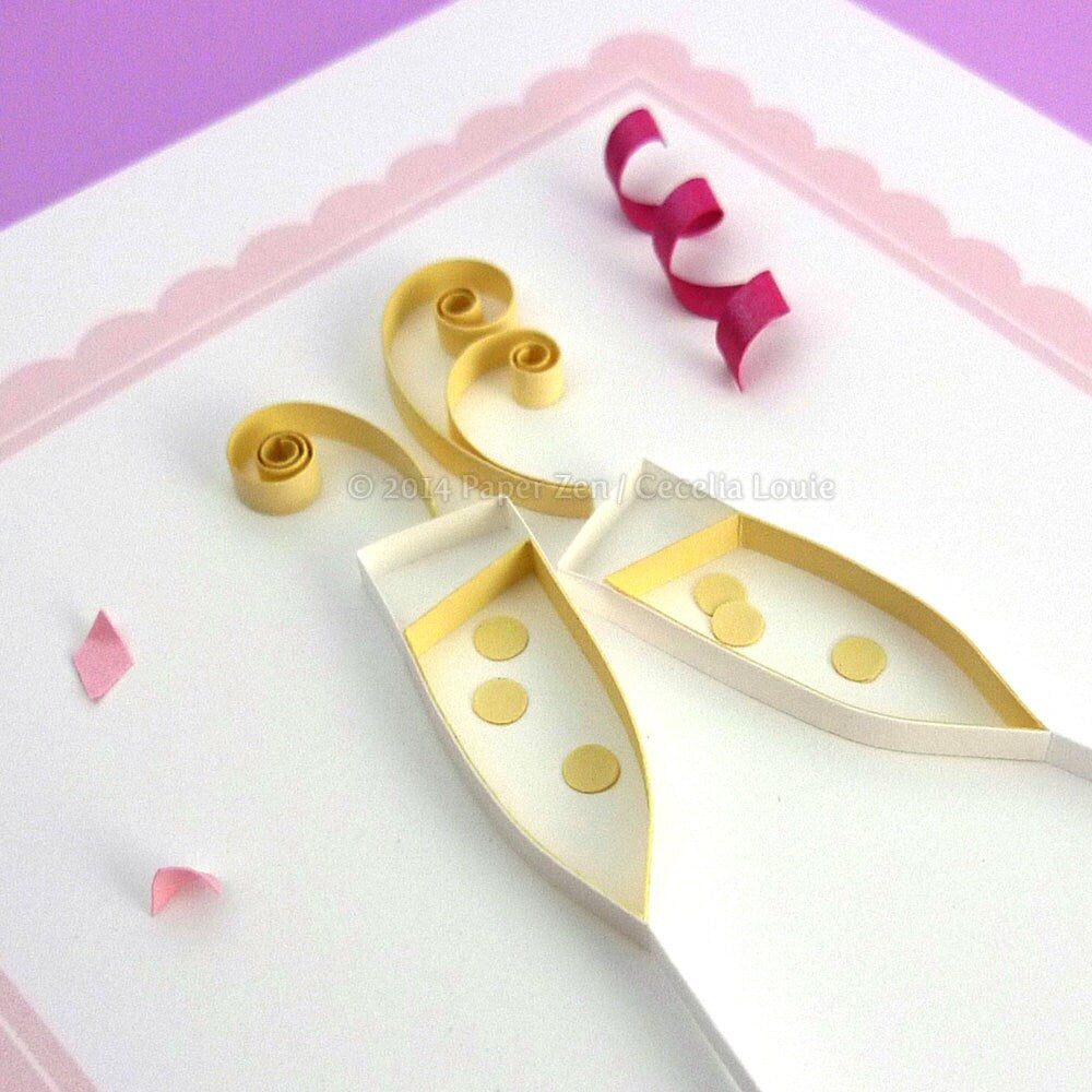 Quilling Champagne Congratulations Card
