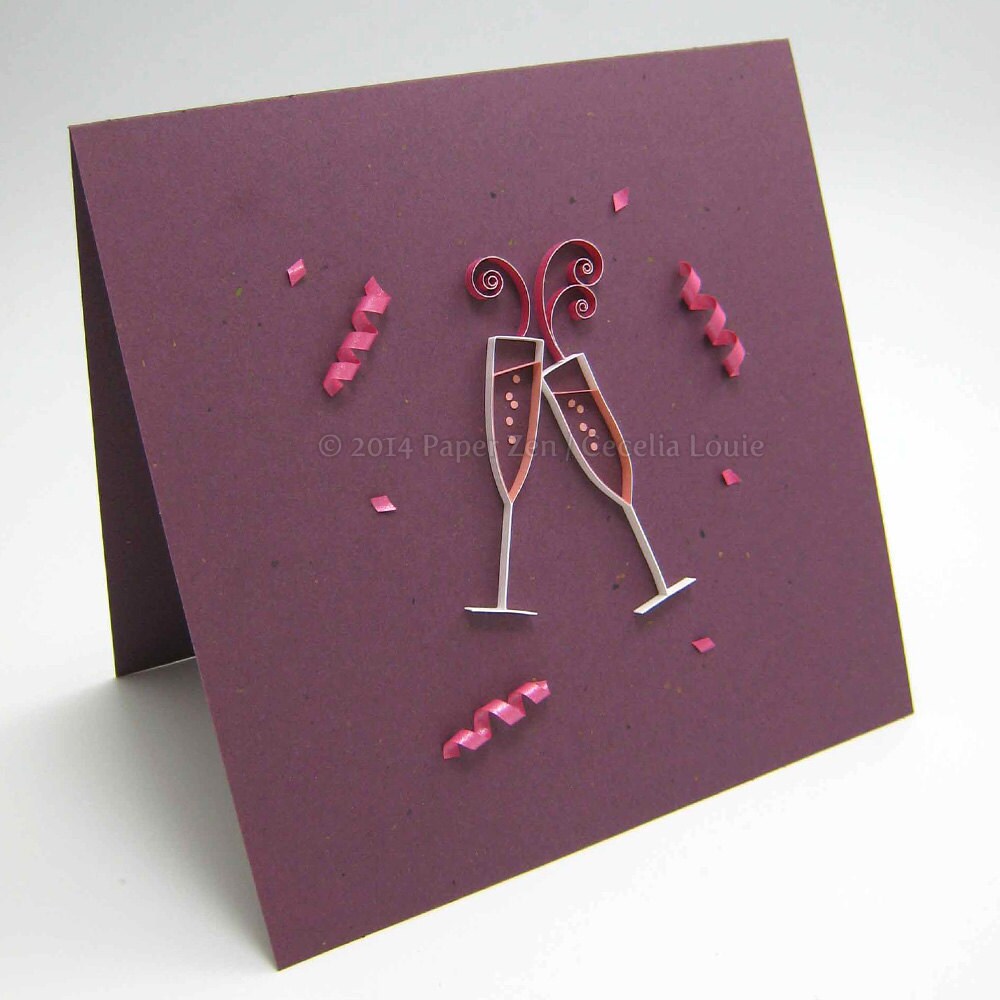Quilling Champagne Congratulations Card