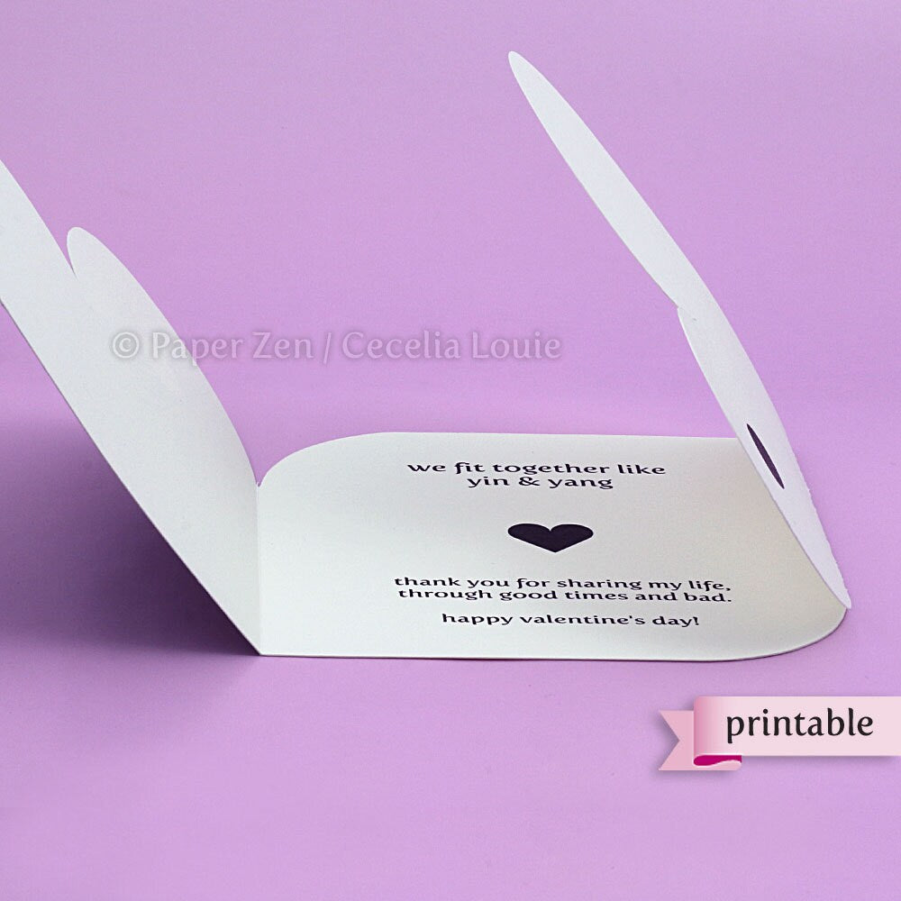 Yin Yang Valentine or Wedding Card - Printable PDF