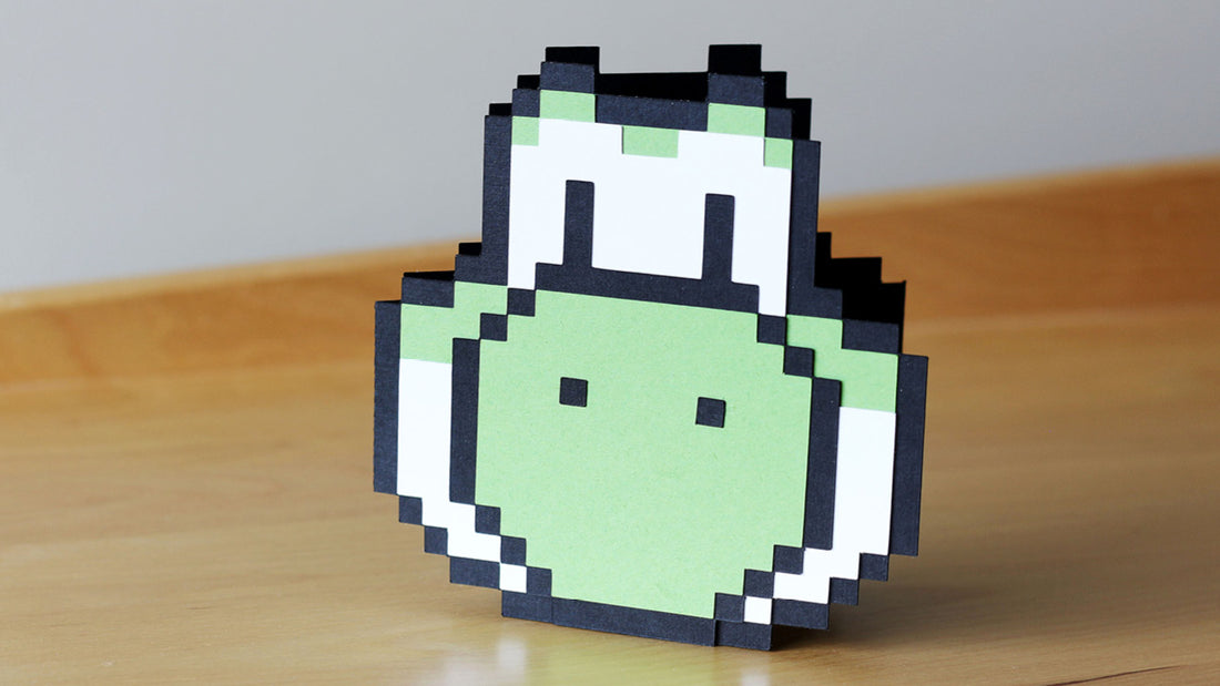 Yoshi Minecraft for Boy's Birthday Card – Free SVG and PDF Cutting Pattern