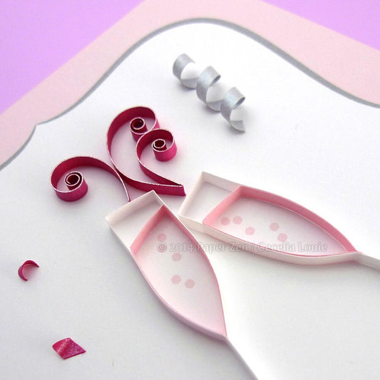 Quilling Champagne Congratulations Card
